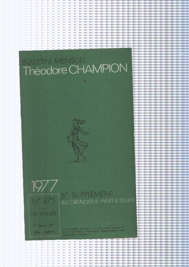 Bulletin Mensuel Theodore Champion numero 875 de 1977