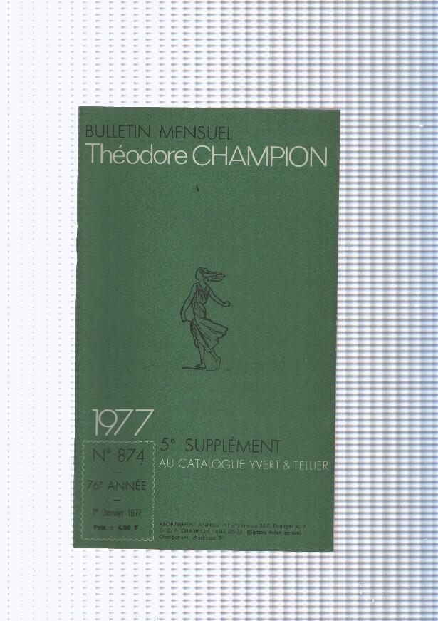 Bulletin Mensuel Theodore Champion numero 874 de 1977