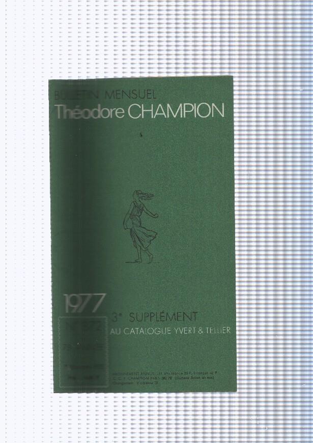 Bulletin Mensuel Theodore Champion numero 872 de 1977