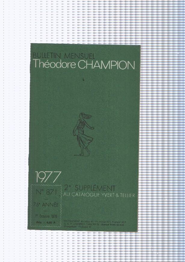 Bulletin Mensuel Theodore Champion numero 871 de 1977