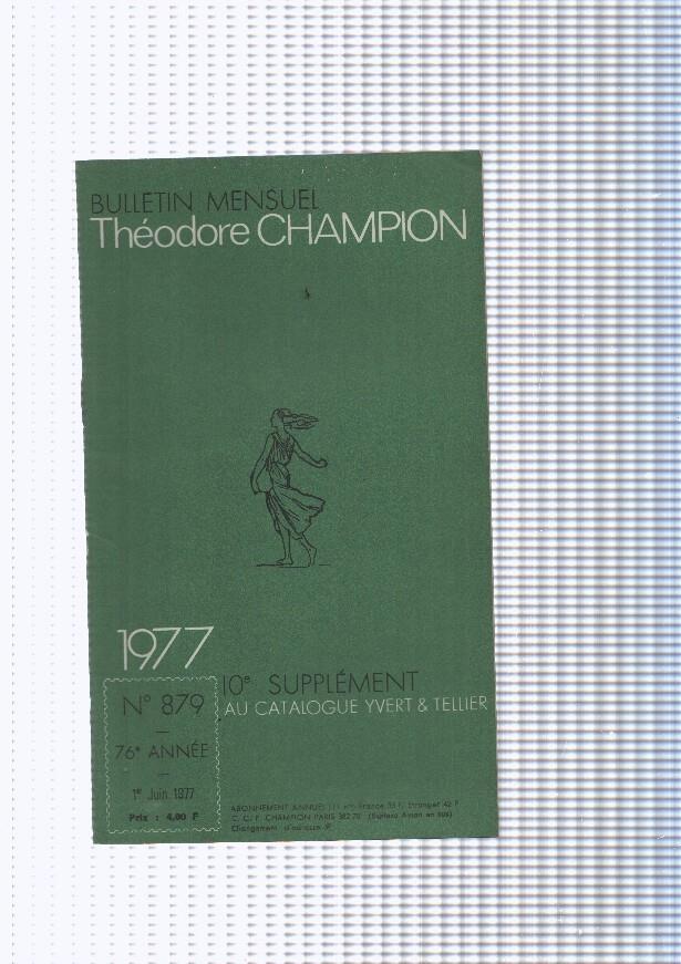Bulletin Mensuel Theodore Champion numero 879 de 1977