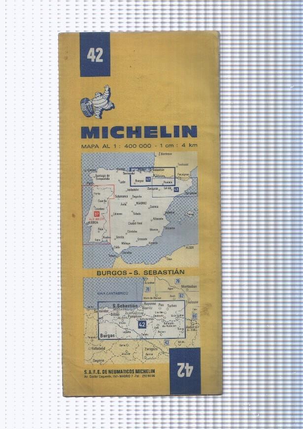 Mapa desplegable Michelin numero 42: Burgos- San Sebastian