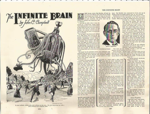 LAMINA 24937: Ilustracion de Paul para The Infinite Brain de J. C. Campbell