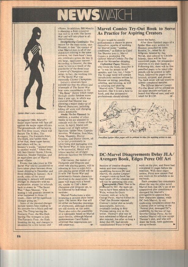 The comics journal numero 085 (dibujo Spiderman con traje negro por primera vez)