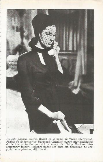 LAMINA 25056: Lauren Bacall en el papel de Vivian Sternwood