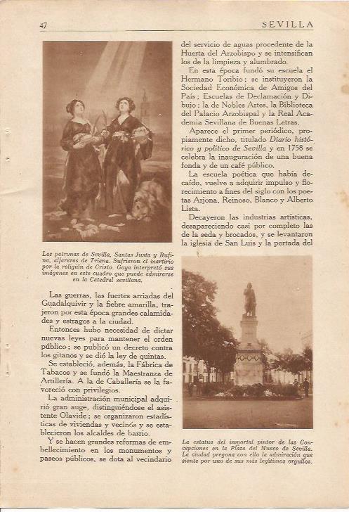 LAMINA 25081: Santas Justa y Rufina y estatua de las Concepciones en Sevilla