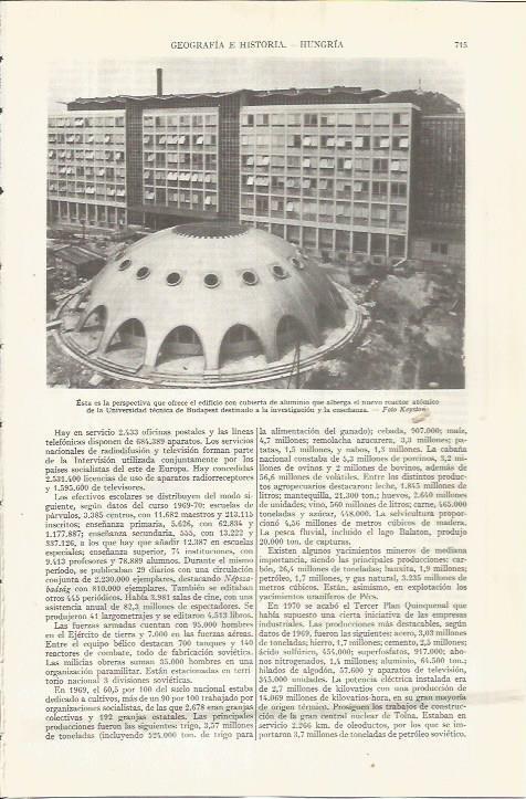 LAMINA ESPASA 36572: Reactor atomico de la Universidad Tecnica de Budapest
