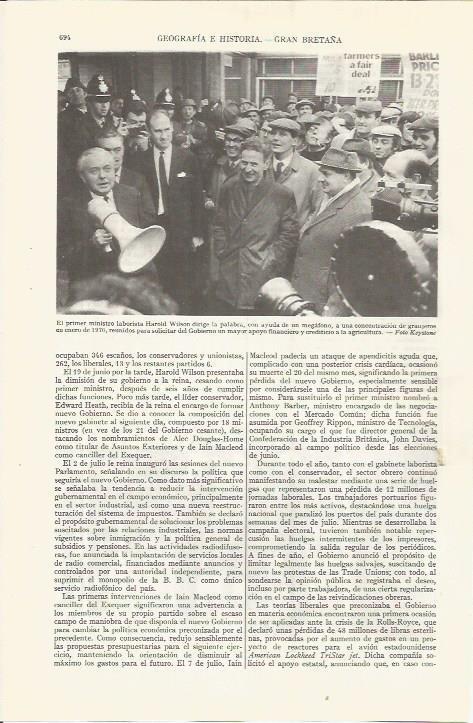 LAMINA ESPASA 36569: El primer ministro britanico Harold Wilson