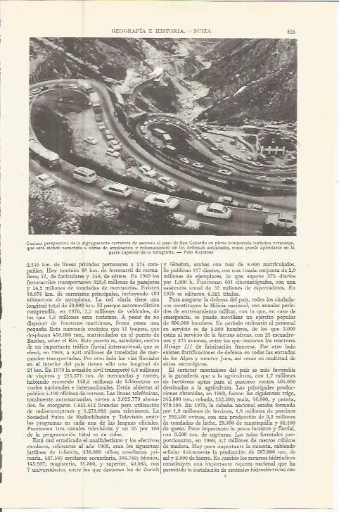 LAMINA ESPASA 36598: Paso de San Gotardo en Suiza
