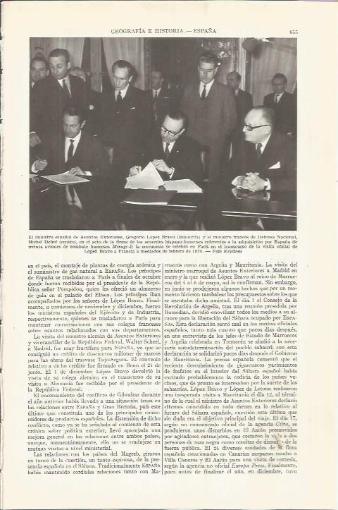 LAMINA ESPASA 36559: Gregorio Lopez Bravo y Michel Debre, ministros de España y Francia