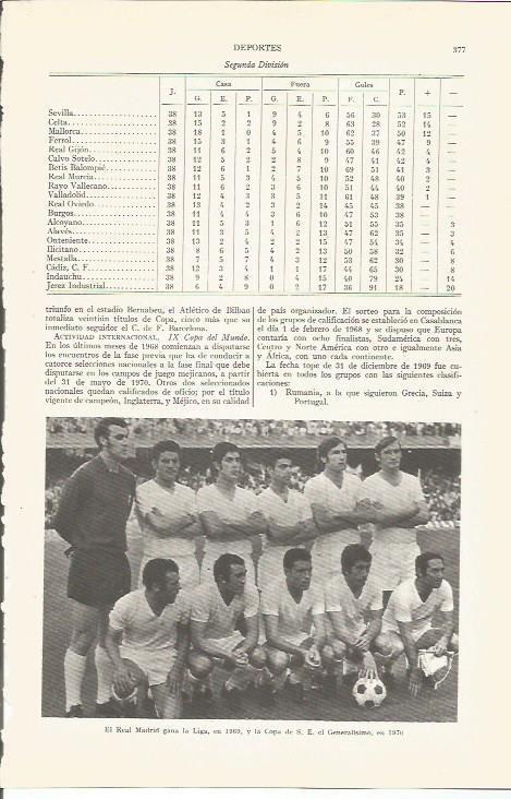 LAMINA ESPASA 36522: El Real Madrid, temporada 1969