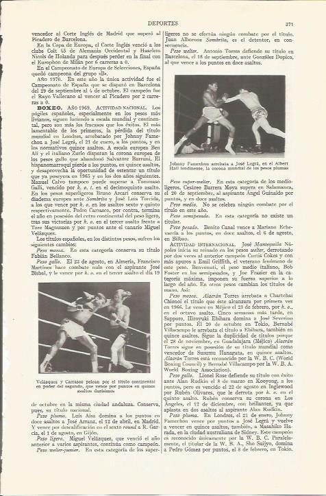 LAMINA ESPASA 36520: Johnny Famechon y combate entre Velazquez y Carrasco