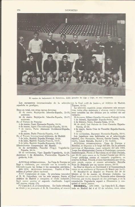 LAMINA ESPASA 36519: Equipo de balonmano de Barcelona