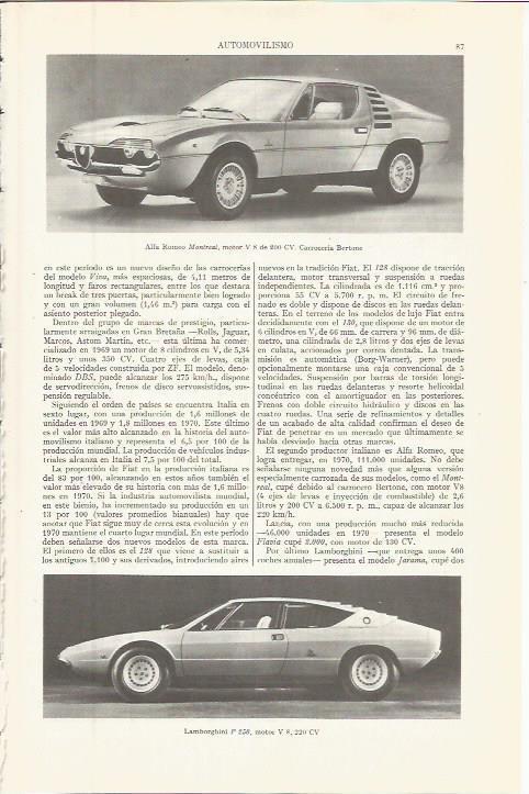 LAMINA ESPASA 36509: Alfa Romeo Montreal y Lamborghini P 250