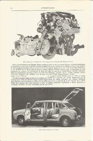 LAMINA ESPASA 36507: Motor Maserati 6 cilindros  y Austin Maxi