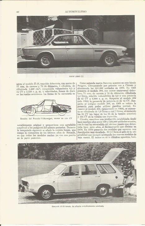 LAMINA ESPASA 36506: BMW 2800 CS y Renault R-12 break
