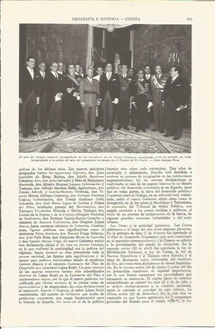LAMINA ESPASA 36553: Francisco Franco con el nuevo Gobierno de España en 1969