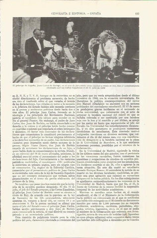 LAMINA ESPASA 36552: Juan Carlos de Borbon jurando la sucesion al reino de España