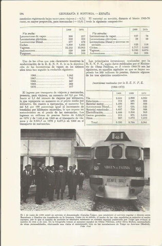 LAMINA ESPASA 36548: Inauguracion del Catalan-Talgo en 19639