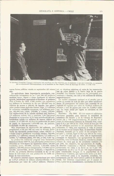 LAMINA ESPASA 36544: Escultura de Che Guevara, por Praxiteles Vazquez 