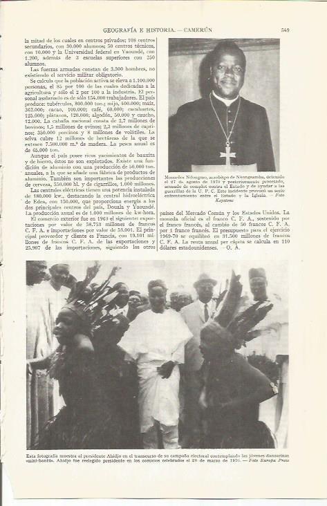 LAMINA ESPASA 36540: Monseñor Ndongmo de Camerun y el presidente Ahidjo