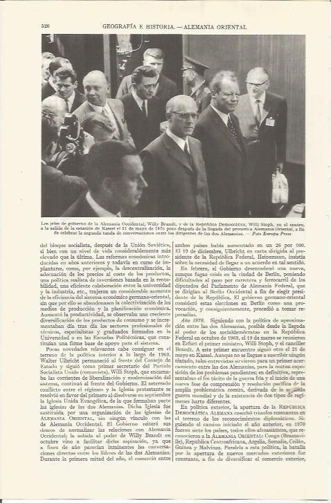 LAMINA ESPASA 36534: Willy Brandt y Willi Stoph, presidentes de Alemania Occidental y Alemania Democratica