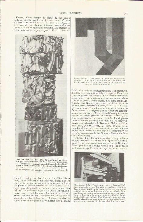 LAMINA ESPASA 36703: Escultura Bob, por Cesar y Construccion abstracta, por Reichert