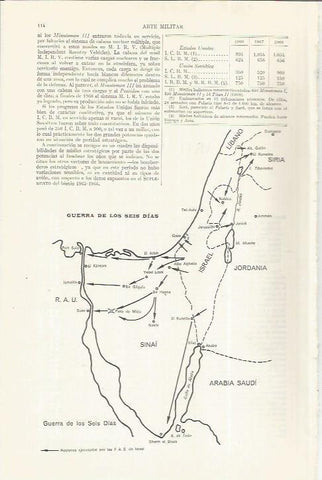 LAMINA ESPASA 36692: Mapa de la Guerra de los Seis Dias