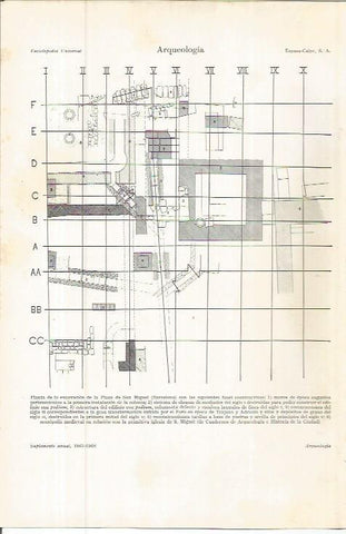 LAMINA ESPASA 36690: Planta de la excavacion de la Plaza Sant Miquel de Barcelona