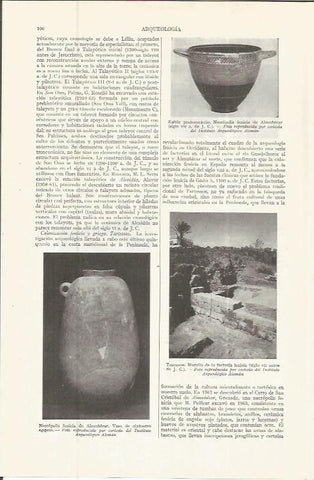 LAMINA ESPASA 36687: Vaso de la necropolis de Almuñecar y muralla de Toscanos