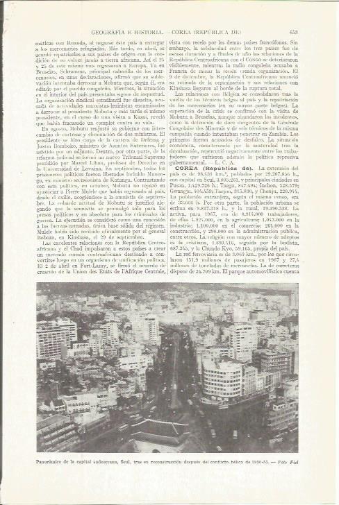 LAMINA ESPASA 36739: Panoramica de Seul, Corea 