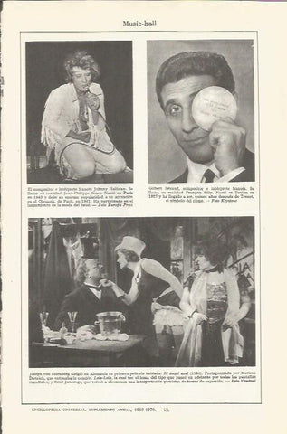LAMINA ESPASA 36649: Johnny Hallidaym Gilbert Becaud y Joseph von Sternberg