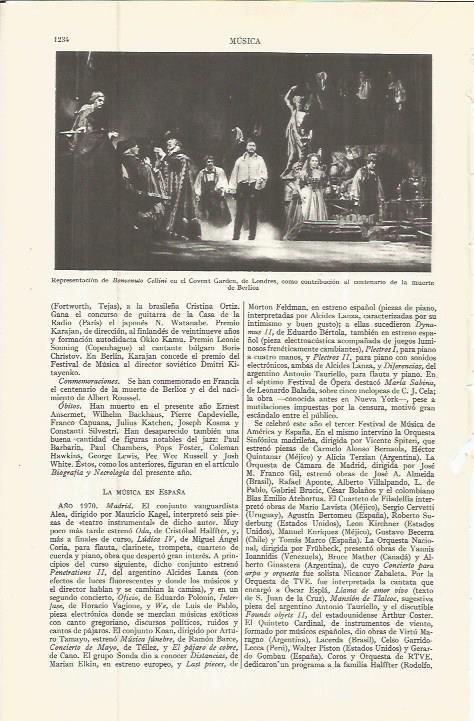 LAMINA ESPASA 36642: Representacion de Benvenuto Cellini en Londres
