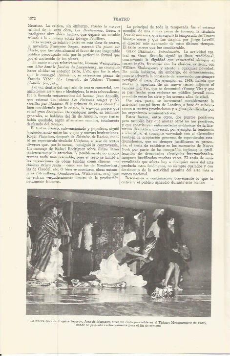 LAMINA ESPASA 36669: Representacion de Jeux de Massacre en Paris