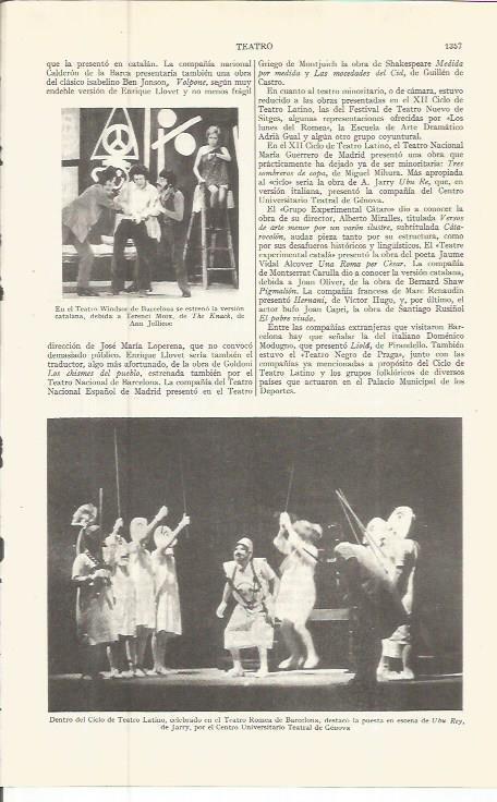 LAMINA ESPASA 36663: Escena de Ubu Rey en el Romea de Barcelona