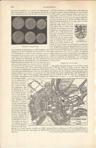 LAMINA ESPASA 36330: Monedas y plano de Luxemburgo