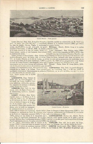 LAMINA ESPASA 36323: Vista y puerto de Lussin Piccolo, Croacia
