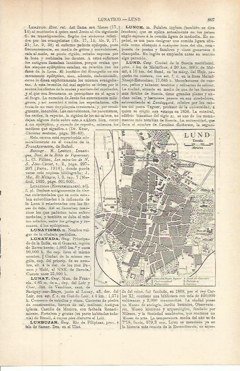 LAMINA ESPASA 36315: Plano de Lund, Suecia