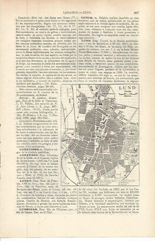 LAMINA ESPASA 36315: Plano de Lund, Suecia