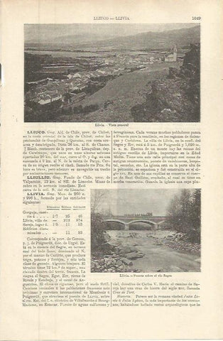 LAMINA ESPASA 36372: Vista y puente de Llivia, Girona