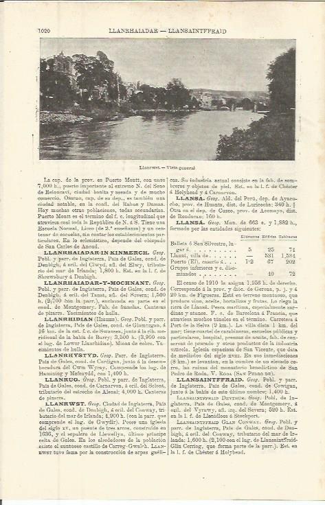 LAMINA ESPASA 36361: Vista de Llanrwst, Inglaterra