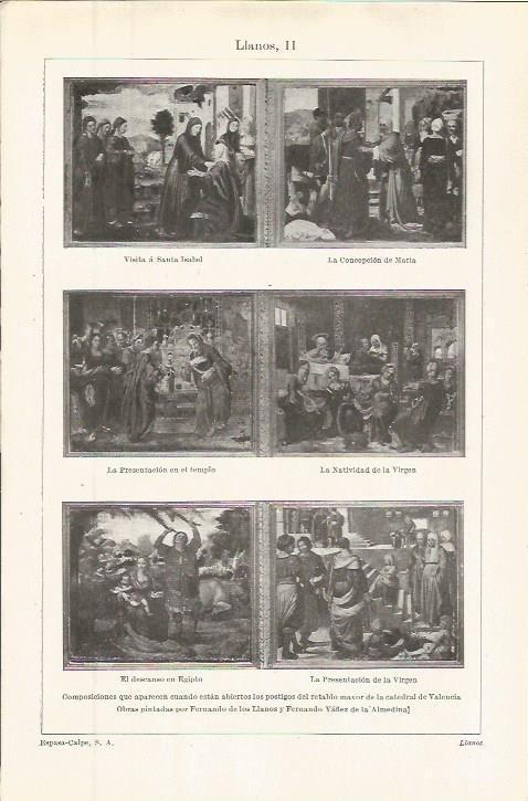 LAMINA ESPASA 36360: Pinturas del retablo de la catedral de Valencia, por Fernando de los Llanos