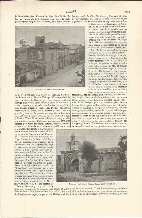 LAMINA ESPASA 36354: Ayuntamiento e iglesia de Santa Maria de la Asuncion en Llanes, Oviedo