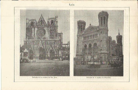 LAMINA ESPASA 36344: Catedral de San Juany basilica de Fourviere en Lyon, Francia