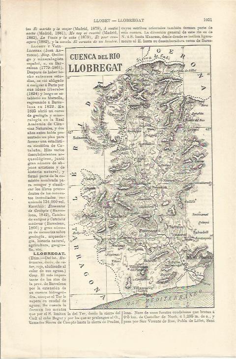 LAMINA ESPASA 36373: Mapa de la cuenca del rio Llobregat