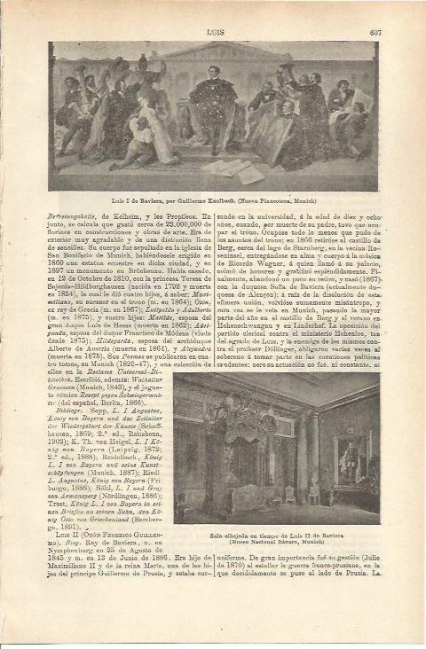 LAMINA ESPASA 36263: Luis I de Baviera, por W. Kaulbach