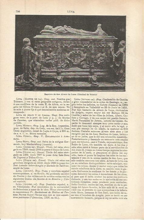 LAMINA ESPASA 36312: Sepulcro de Alvaro de Luna en Toledo