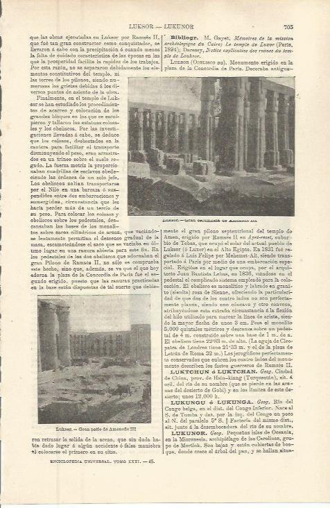 LAMINA ESPASA 36300: Columnas del templo de Luxor, Egipto