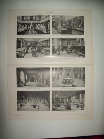LAMINA ESPASA 36460: Interiores del Museo Arqueologico, Biblioteca Nacional y Museo de Reproducciones en Madrid