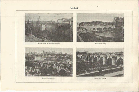 LAMINA ESPASA 36444: Viaducto de la calle Segovia, Puente del Rey, puente de Segovia y puente de Toledo en Madrid